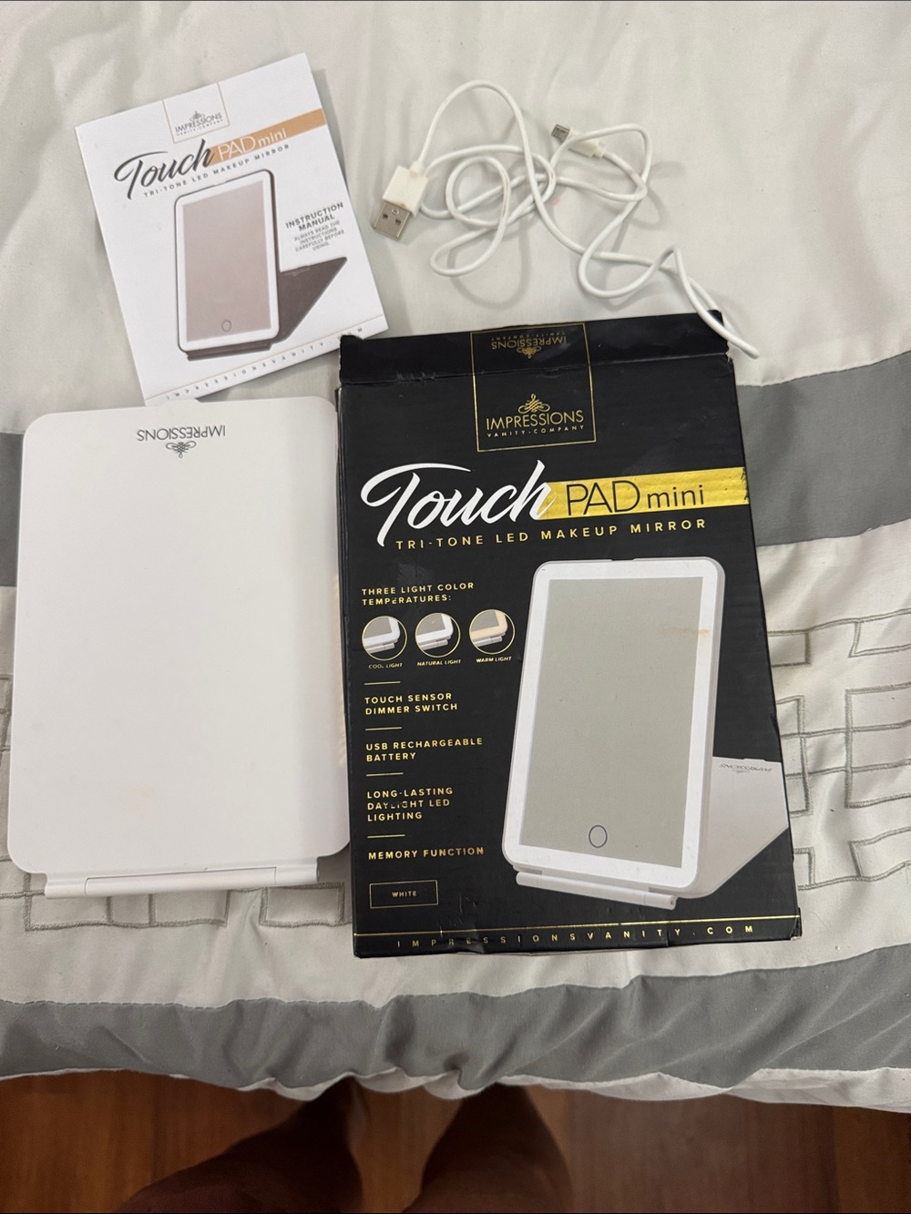 Impressions Touch PAD Mini LED Makeup Mirror - White